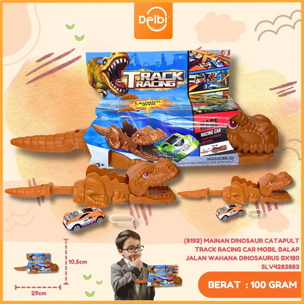 (8192) MAINAN DINOSAUR CATAPULT TRACK RACING CAR MOBIL BALAP JALAN WAHANA DINOSAURUS BX180