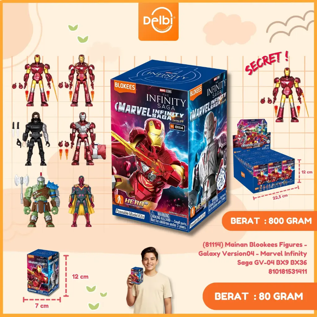 [810181531411] (81114) Mainan Blookees Figures - Galaxy Version04 - Marvel Infinity Saga GV-04 BX9 BX36