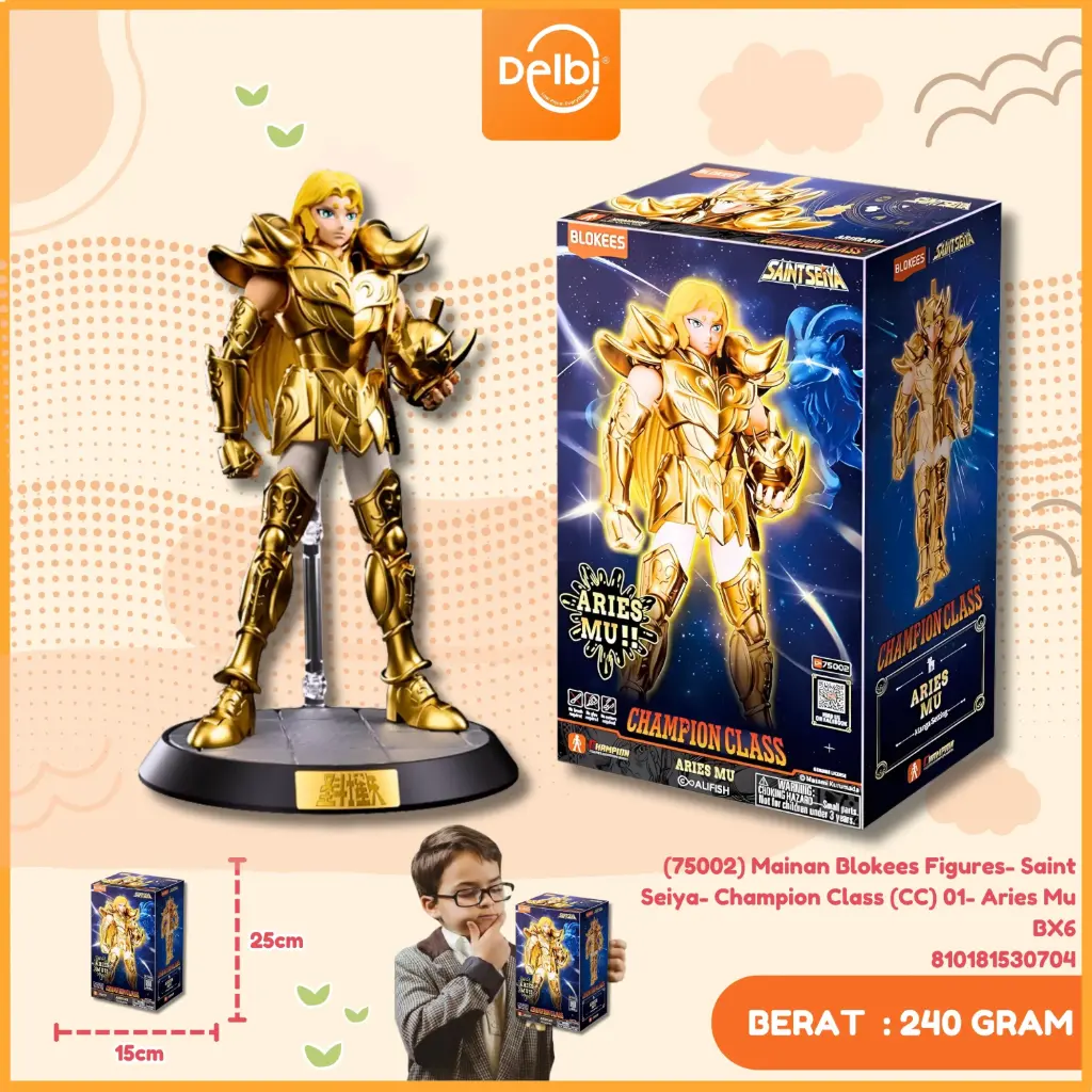 (75002) Mainan Blokees Figures- Saint Seiya- Champion Class (CC) 01- Aries Mu BX6