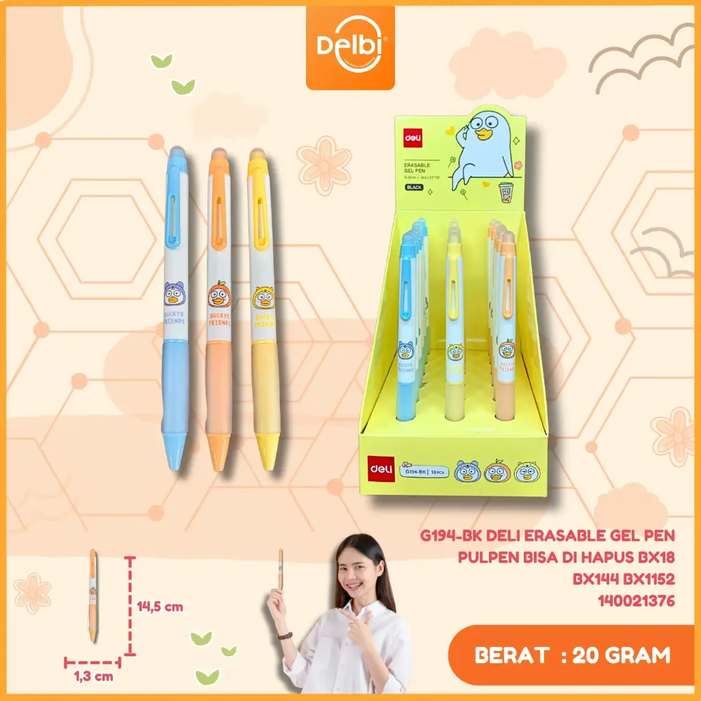[140021376] G194-BK Deli Erasable Gel Pen Pulpen Bisa di Hapus BX18 BX144 BX1152