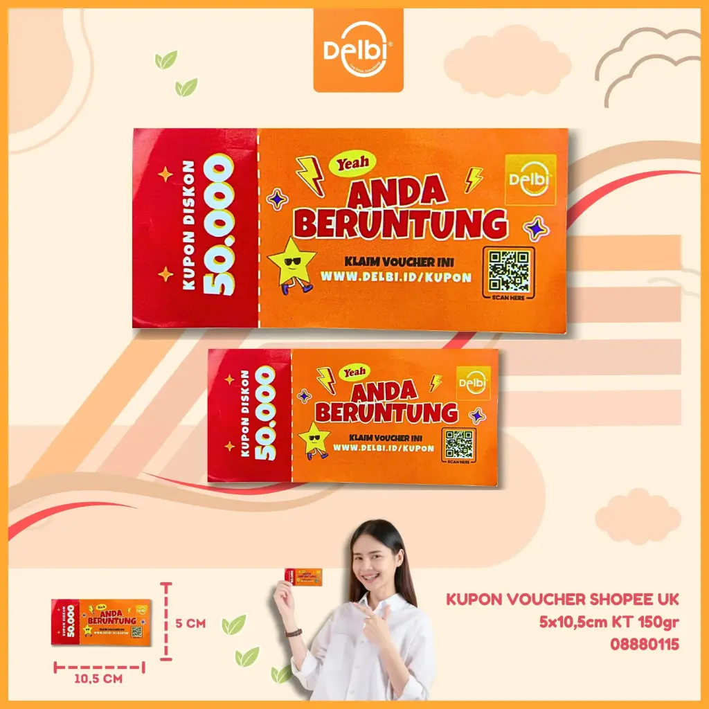 KUPON VOUCHER SHOPEE UK 5x10,5cm KT 150gr