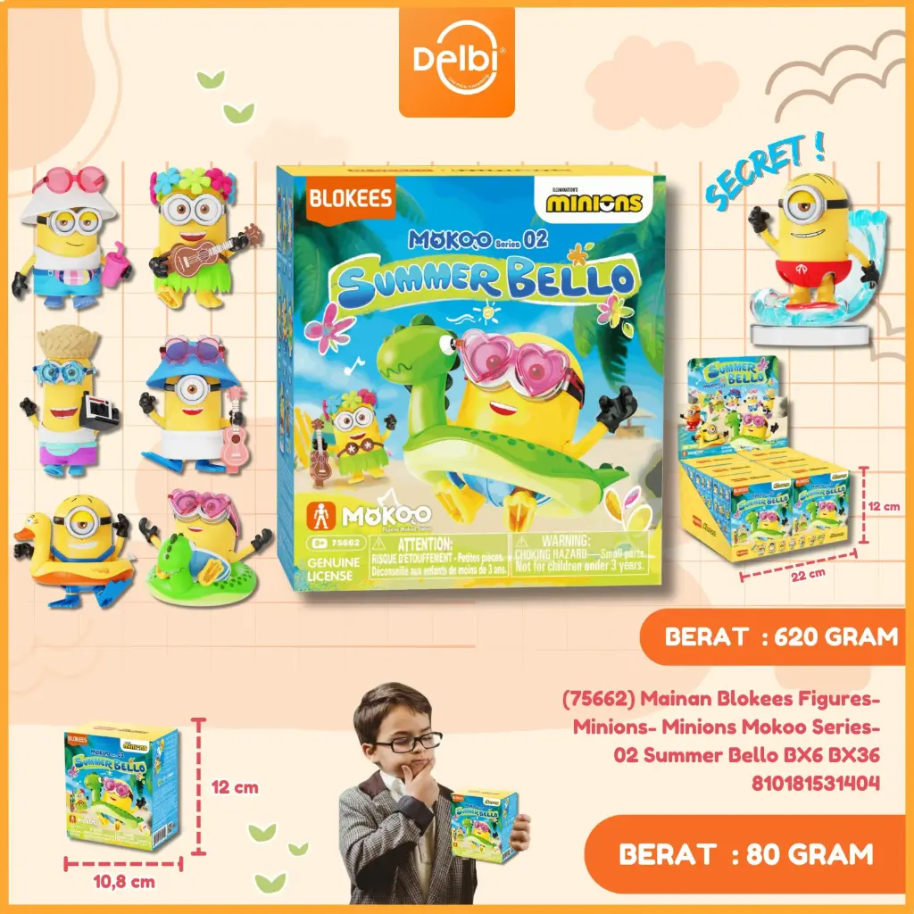 [810181531404] (75662) Mainan Blokees Figures- Minions- Minions Mokoo Series-02 Summer Bello BX6 BX36