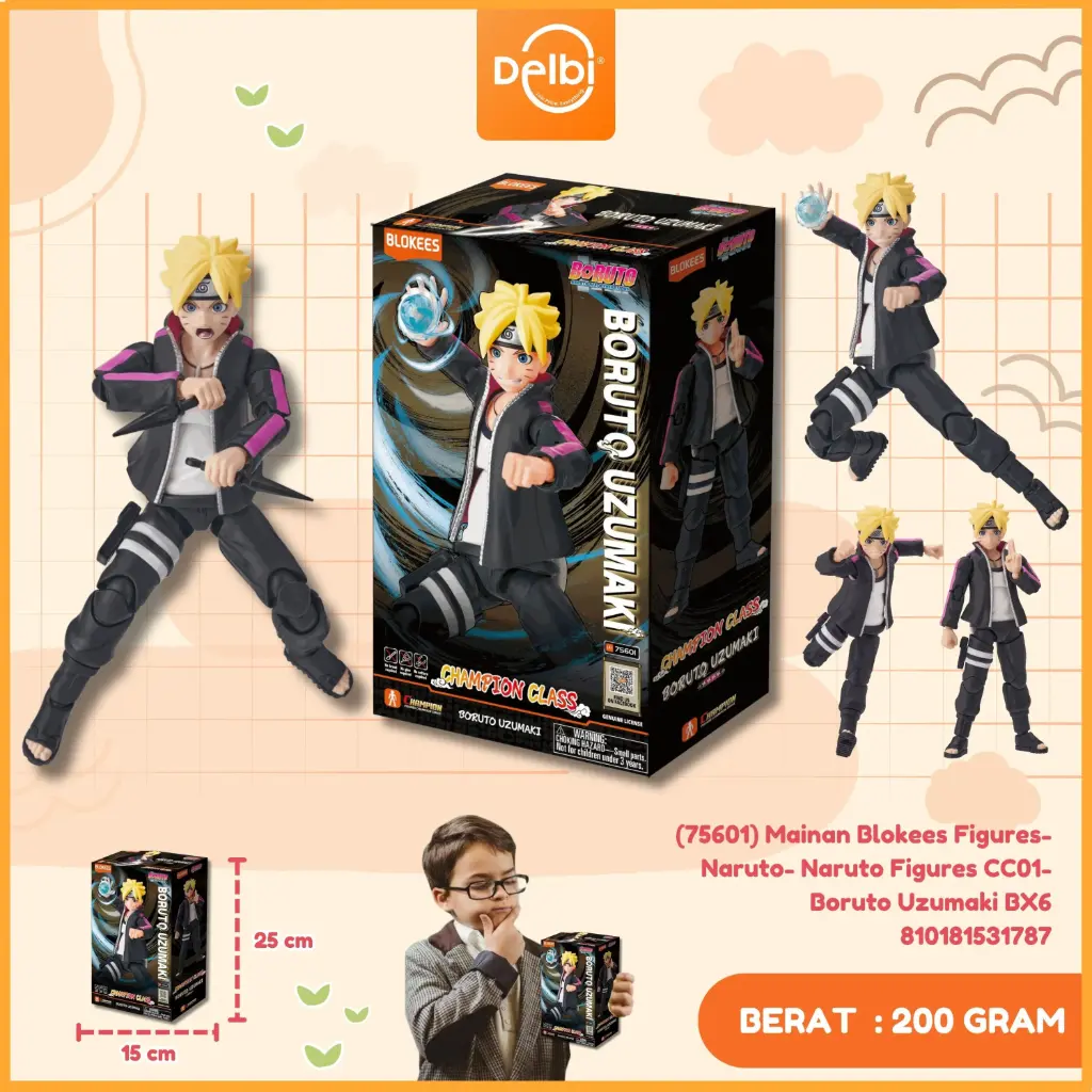 [810181531787] (75601) Mainan Blokees Figures- Naruto- Naruto Figures CC01- Boruto Uzumaki BX6