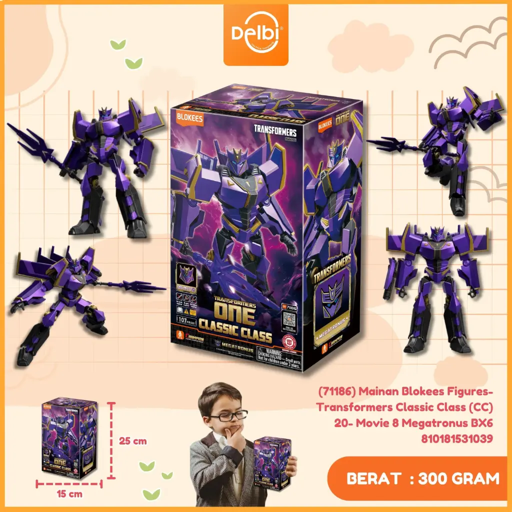 [810181531039] (71186) Mainan Blokees Figures- Transformers Classic Class (CC) 20- Movie 8 Megatronus BX6