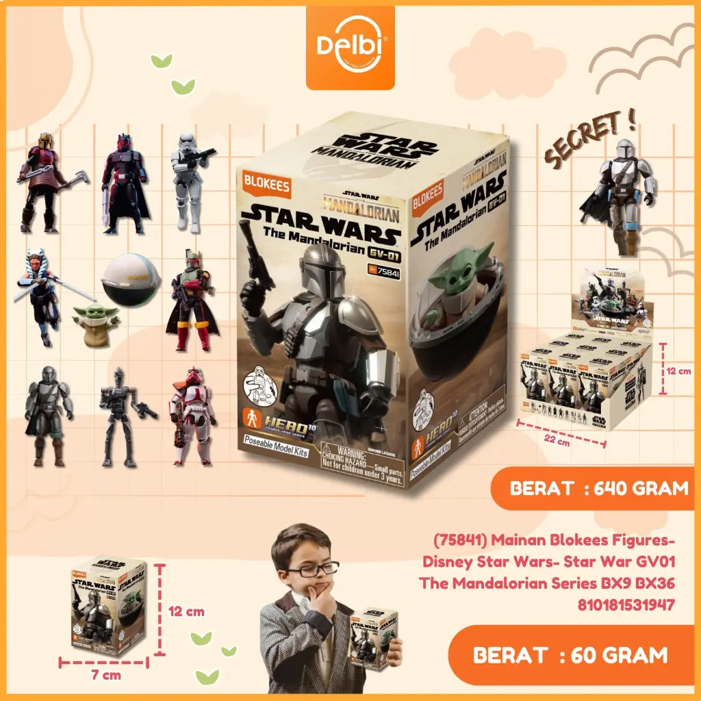 (75841) Mainan Blokees Figures- Disney Star Wars- Star War GV01 The Mandalorian Series BX9 BX36