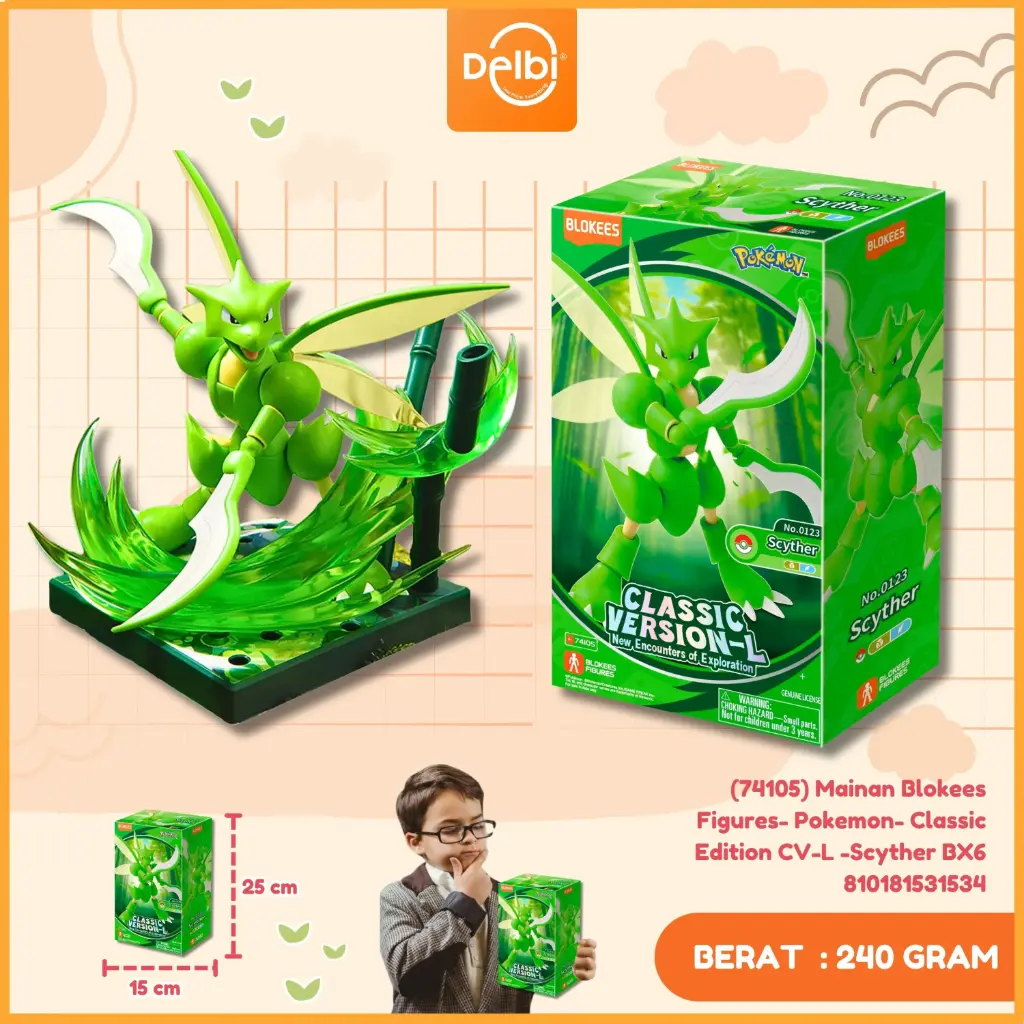 (74105) Mainan Blokees Figures- Pokemon- Classic Edition CV-L -Scyther BX6