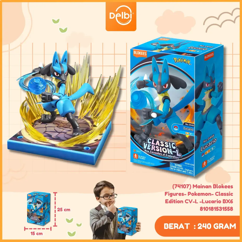 [810181531558] (74107) Mainan Blokees Figures- Pokemon- Classic Edition CV-L -Lucario BX6