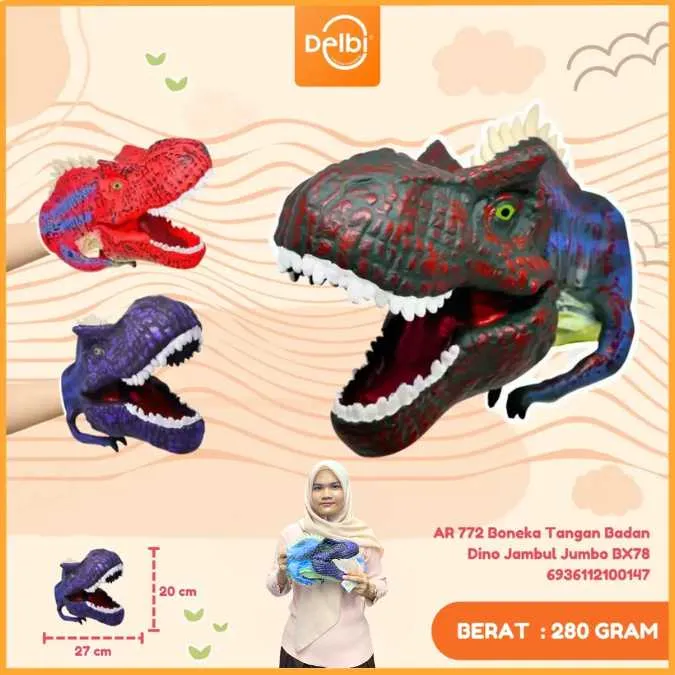 [AR 772] AR 772 Boneka Tangan Badan Dino Jambul Jumbo BX78