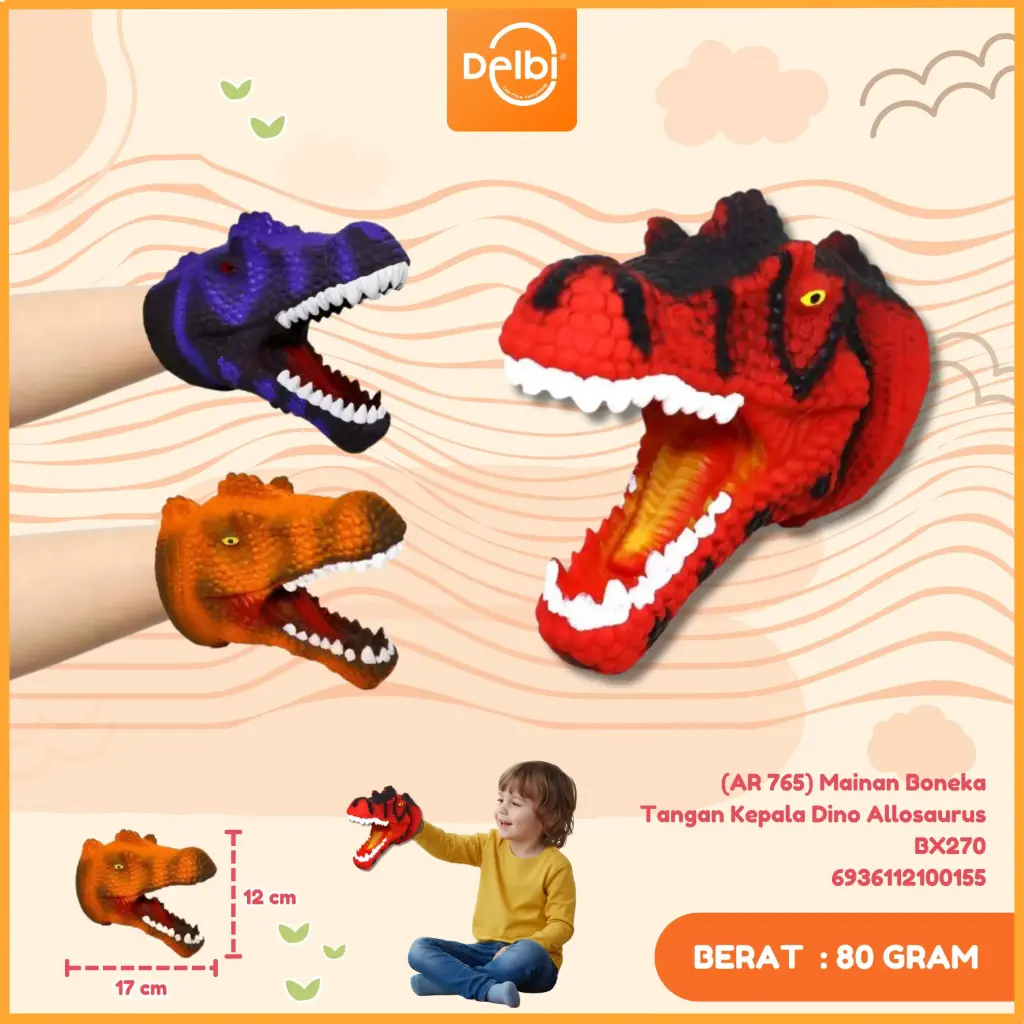 Mainan Boneka Tangan Kepala Dino Allosaurus BX270