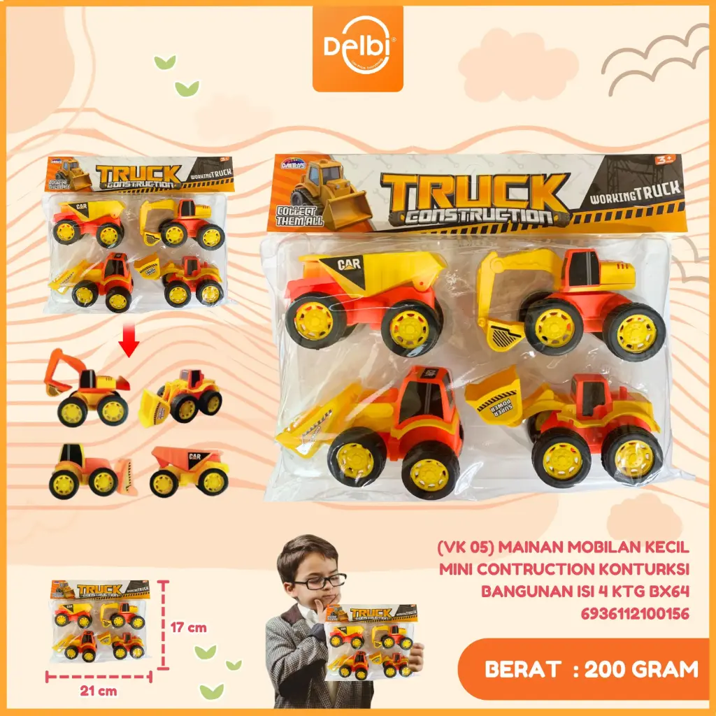 MAINAN MOBILAN KECIL MINI CONTRUCTION KONTURKSI BANGUNAN ISI 4 KTG BX64