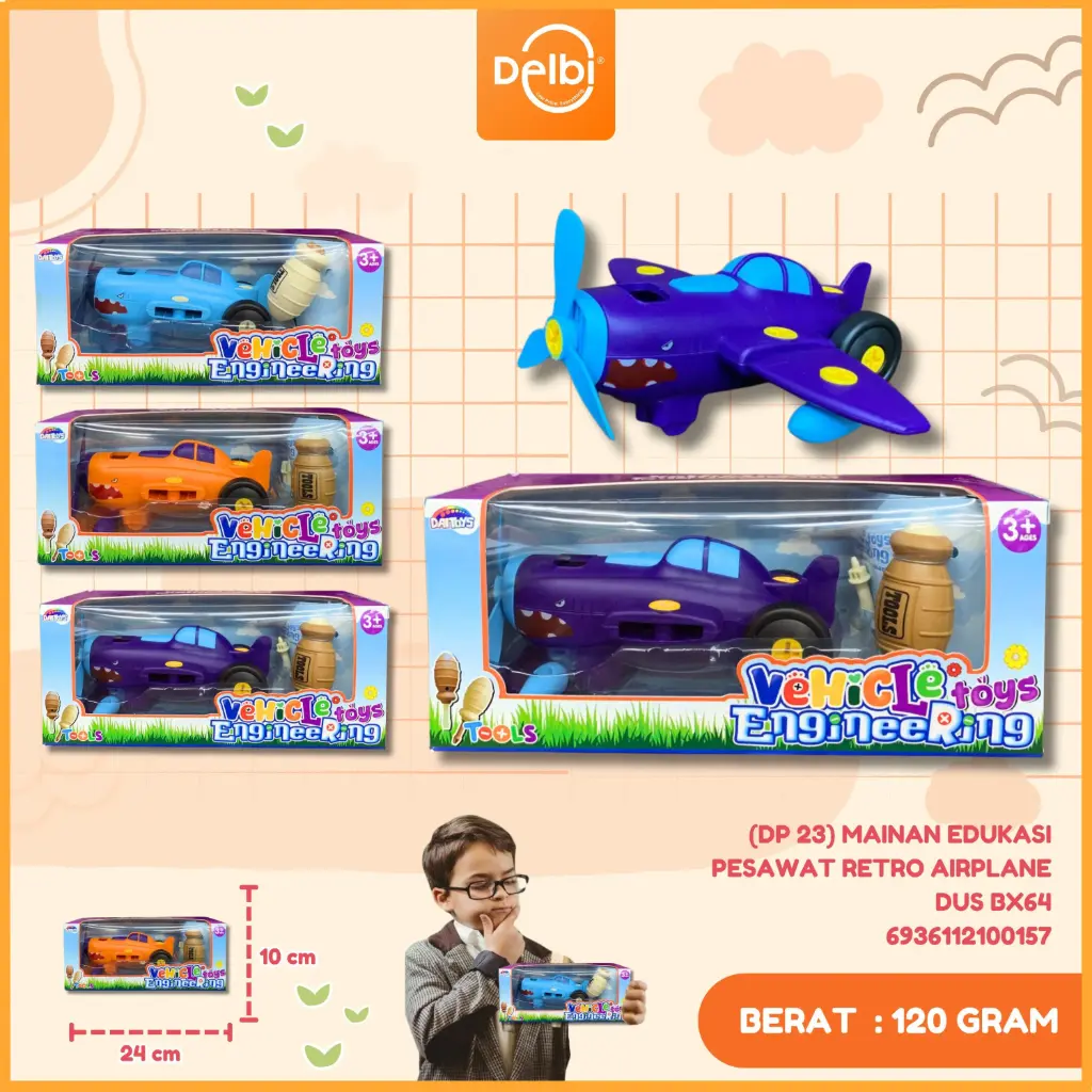 [6936112100157] (DP 23) MAINAN EDUKASI PESAWAT RETRO AIRPLANE DUS BX64