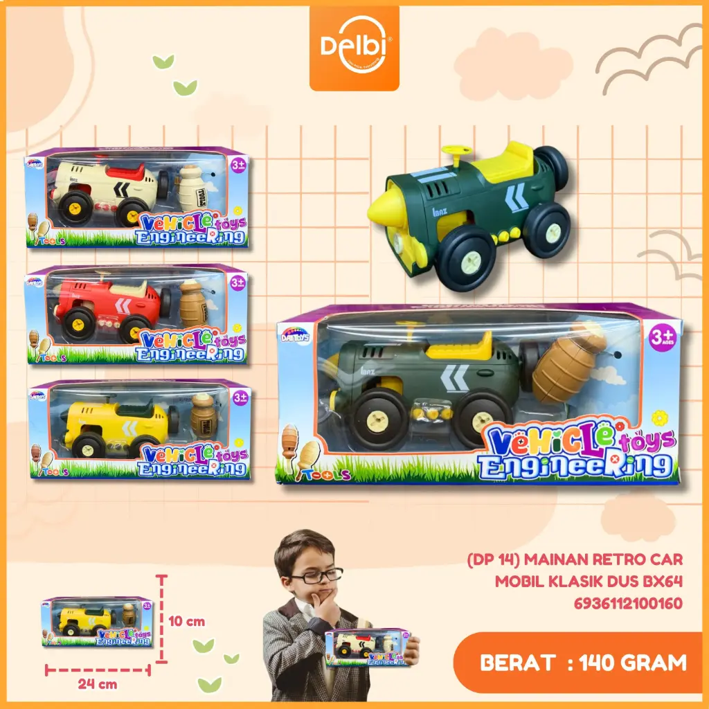 [6936112100160] (DP 14) MAINAN RETRO CAR MOBIL KLASIK DUS BX64