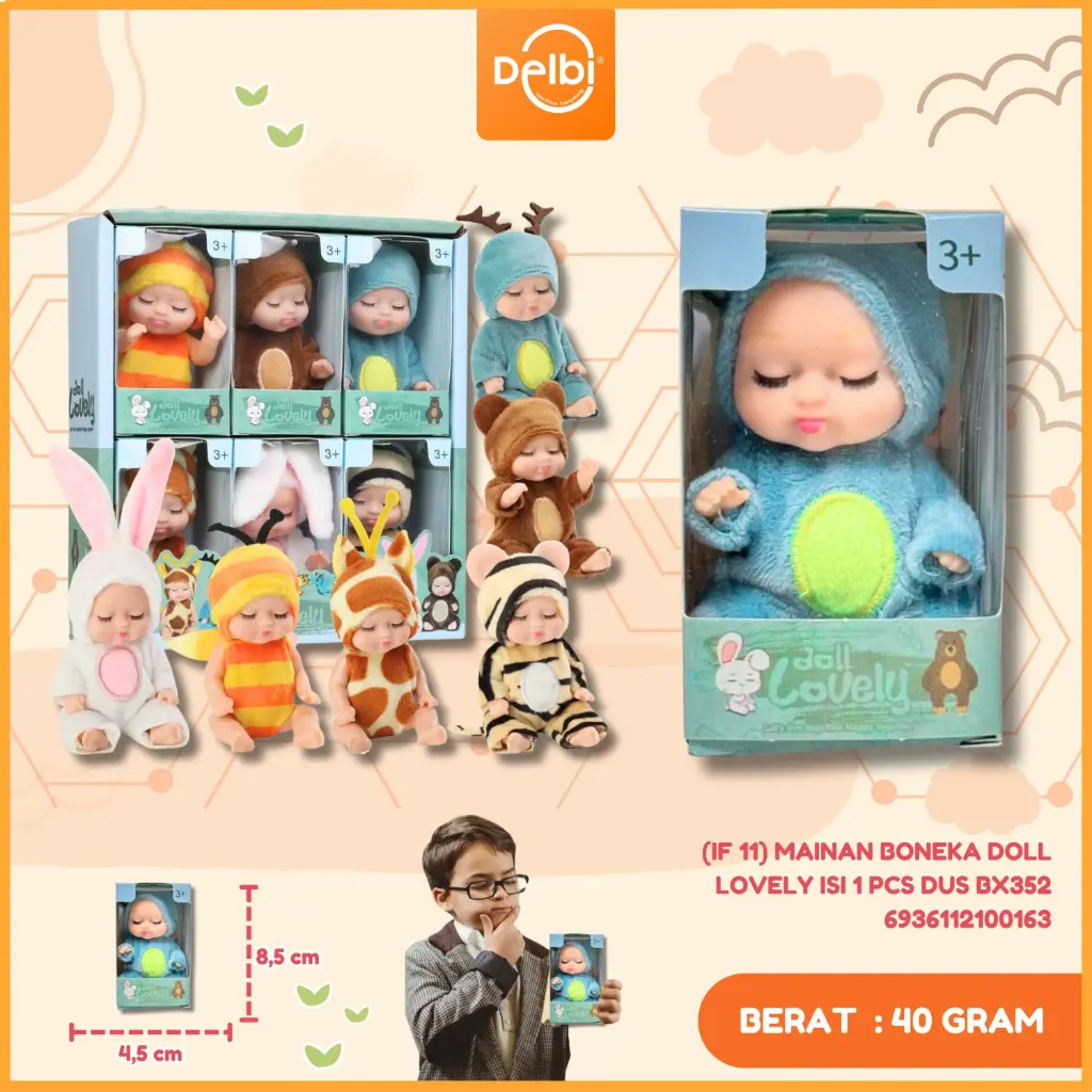 [6936112100163] (IF 11) MAINAN BONEKA DOLL LOVELY ISI 1 PCS DUS BX352