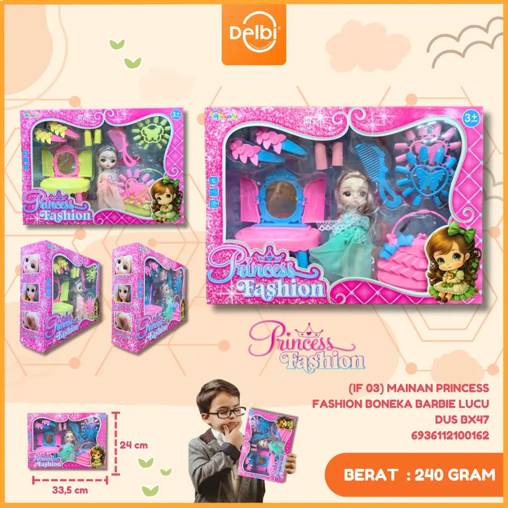 [IF 03] MAINAN PRINCESS FASHION BONEKA BARBIE LUCU DUS BX47