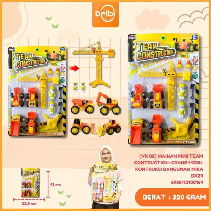MAINAN MINI TEAM CONTRUCTION+CRANE MOBIL KONTRUKSI BANGUNAN MIKA BX24