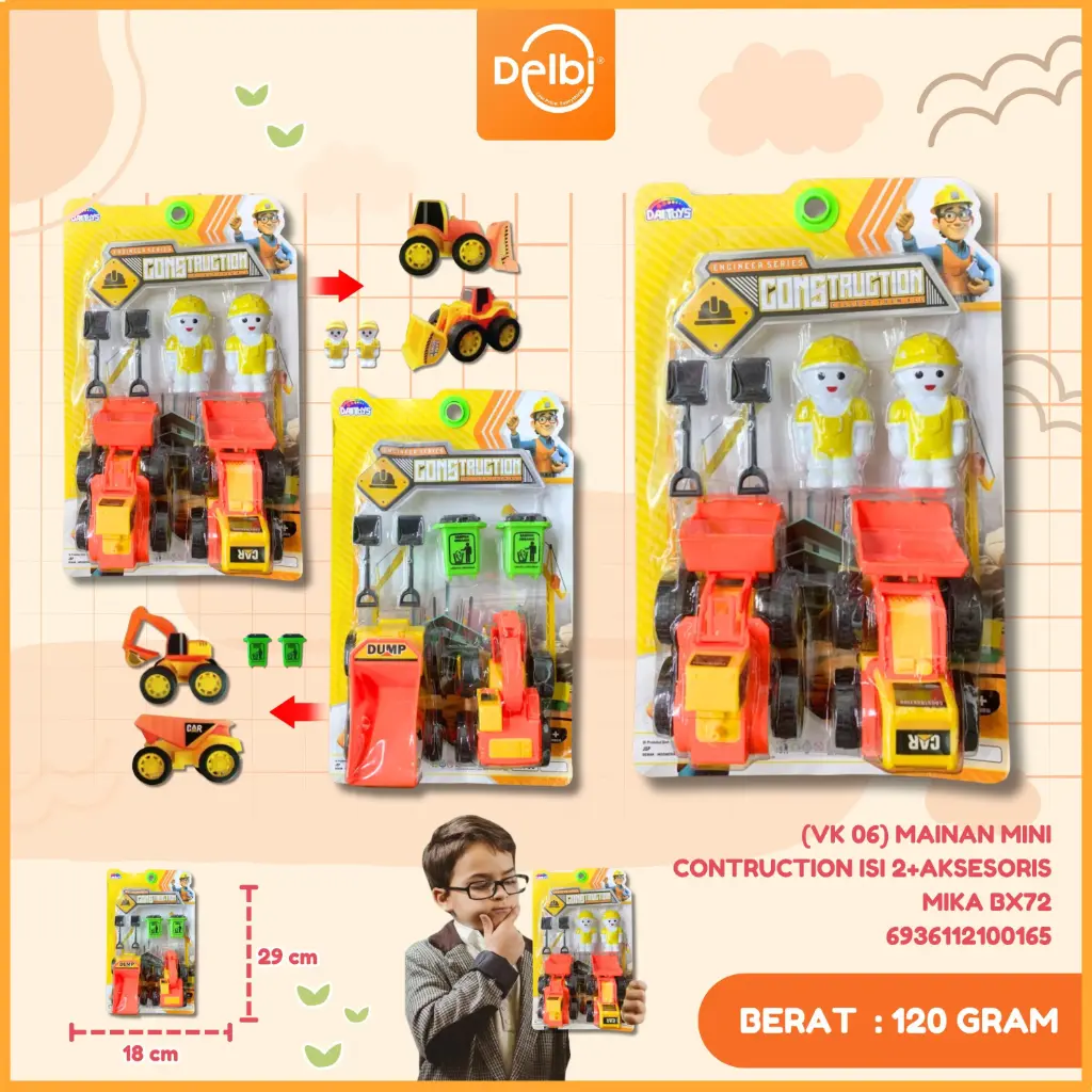 [VK 06] MAINAN MINI CONTRUCTION ISI 2+AKSESORIS MIKA BX72