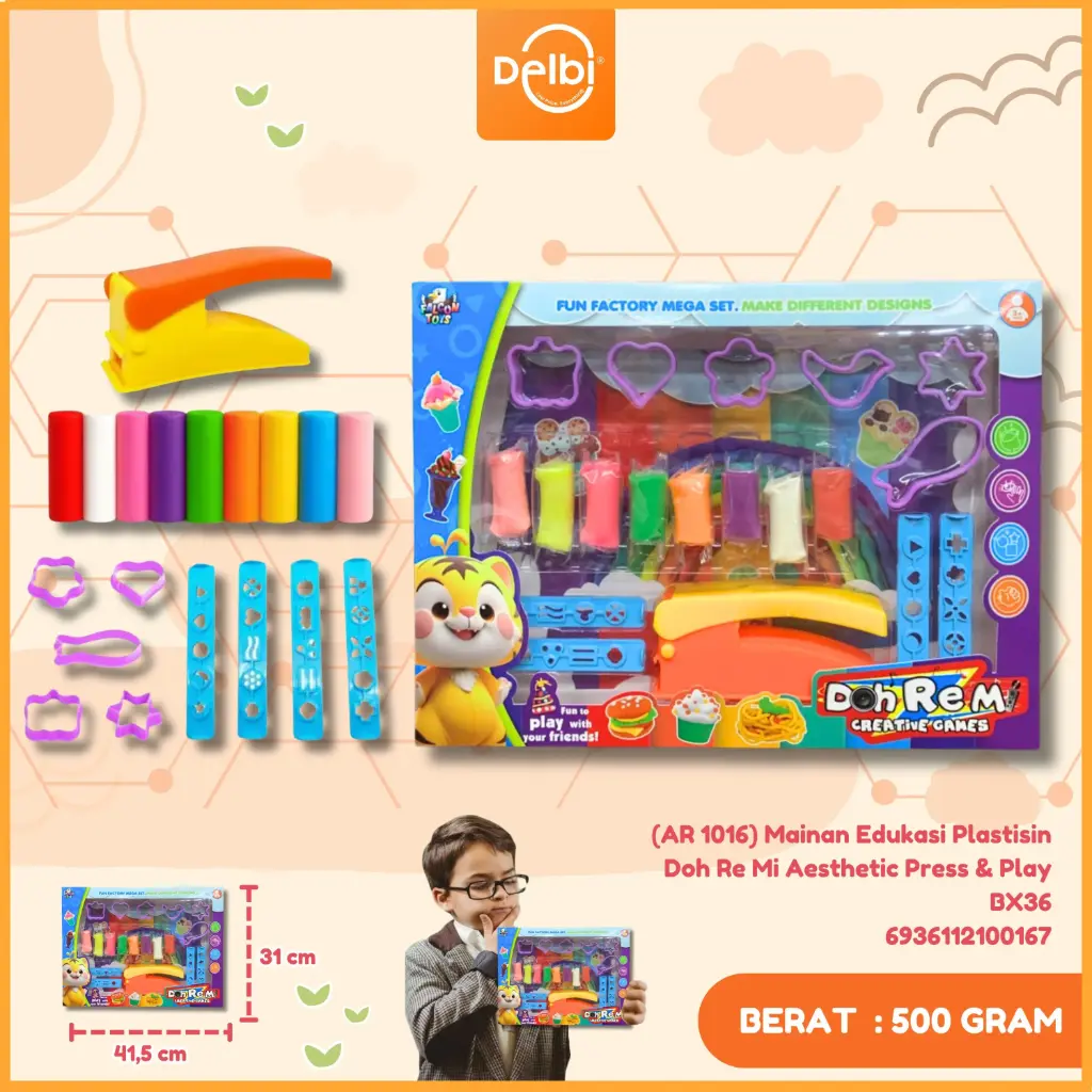 [AR 1016] Mainan Edukasi Plastisin Doh Re Mi Aesthetic Press & Play BX36