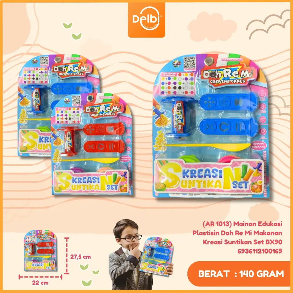 [6936112100169] (AR 1013) Mainan Edukasi Plastisin Doh Re Mi Makanan Kreasi Suntikan Set BX90