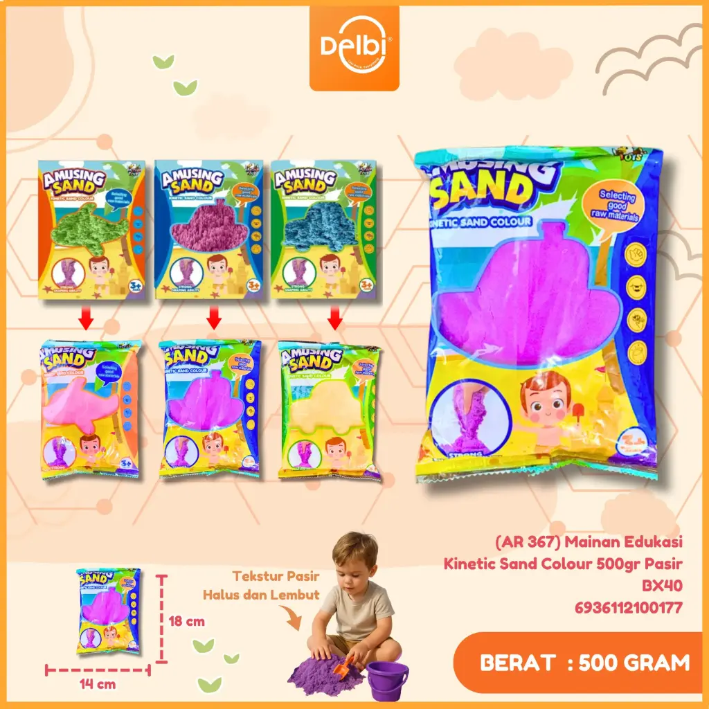 Mainan Edukasi Kinetic Sand Colour 500gr Pasir BX40