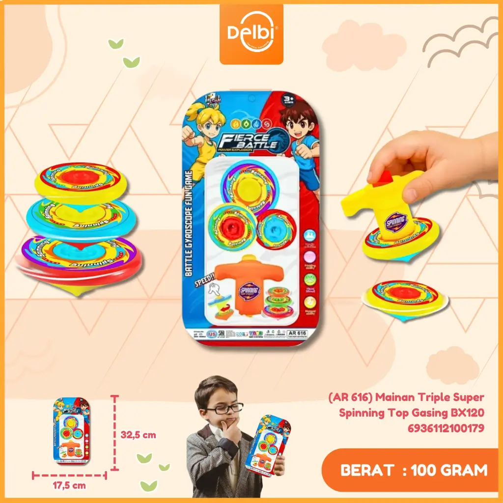 (AR 616) Mainan Triple Super Spinning Top Gasing BX120