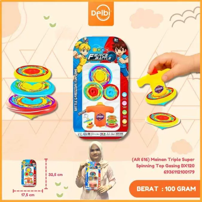 [AR 616] Mainan Triple Super Spinning Top Gasing BX120
