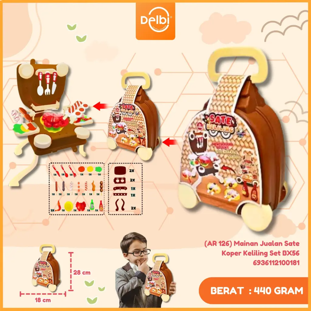 [AR 126] Mainan Jualan Sate Koper Keliling Set BX56