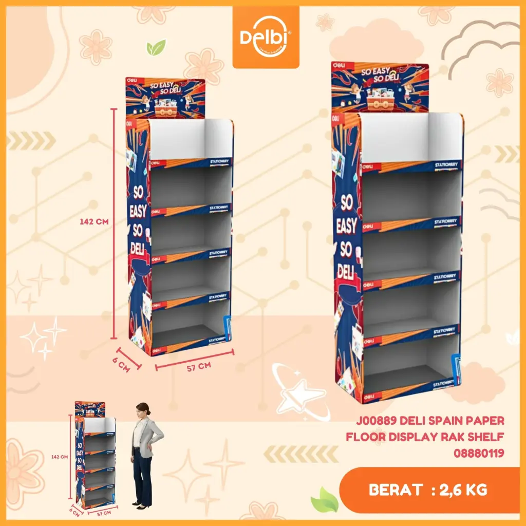 J00889 DELI SPAIN PAPER FLOOR DISPLAY RAK SHELF
