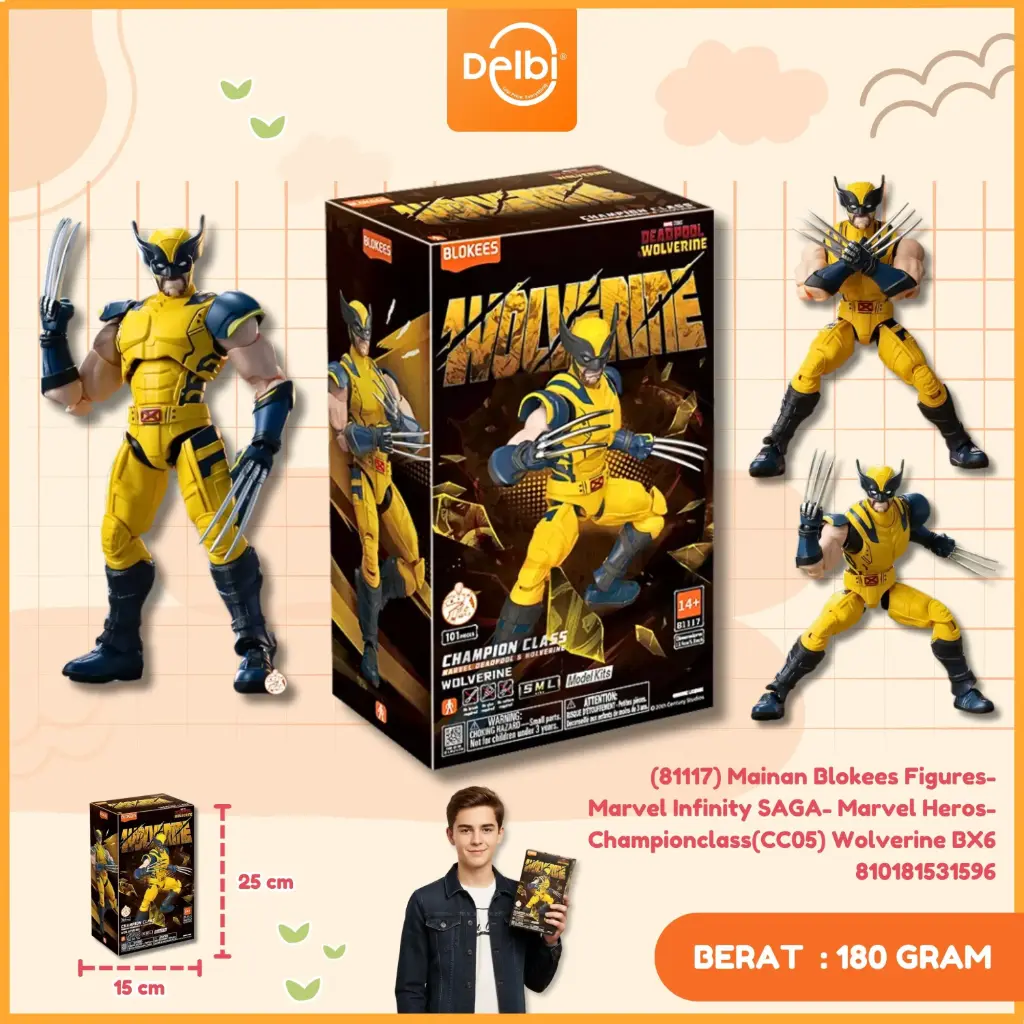 [810181531596] (81117) Mainan Blokees Figures- Marvel Infinity SAGA- Marvel Heros- Championclass(CC05) Wolverine BX6
