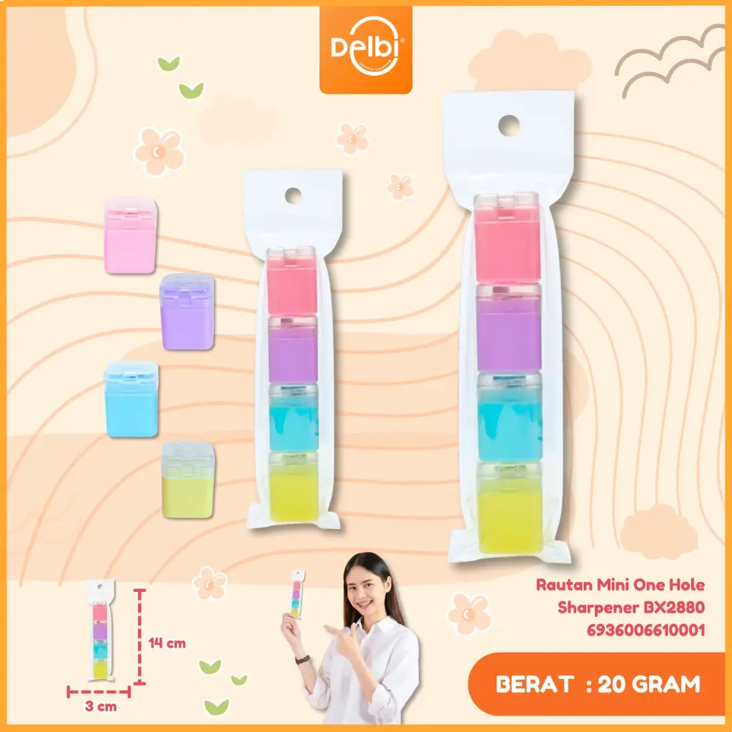 (W66-1) Rautan Mini One Hole Sharpener isi 4pcs BX2880