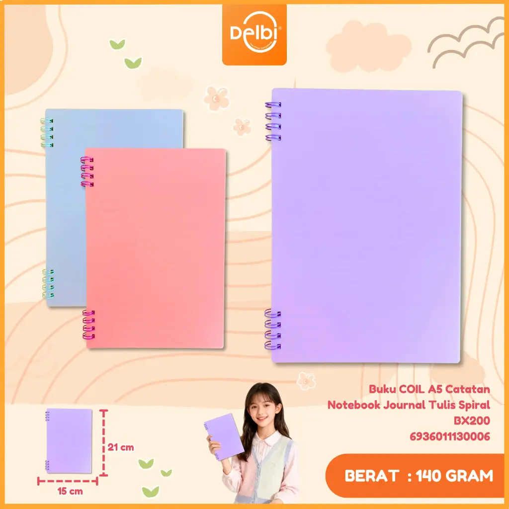 [6936011130006] (W111) Buku COIL A5 Catatan Notebook Journal Tulis Spiral BX200