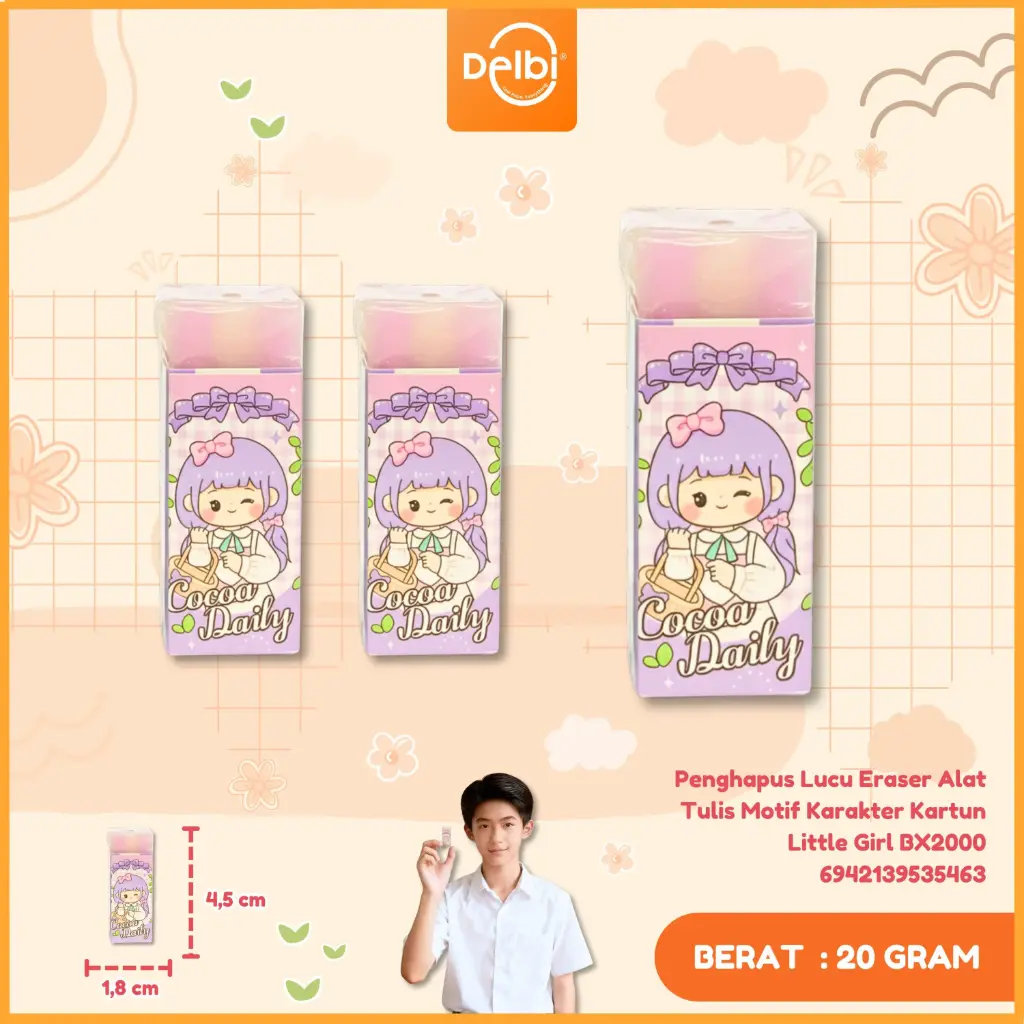 [6942139535463] (W54-3) Penghapus Lucu Eraser Alat Tulis Motif Karakter Kartun Little Girl BX2000