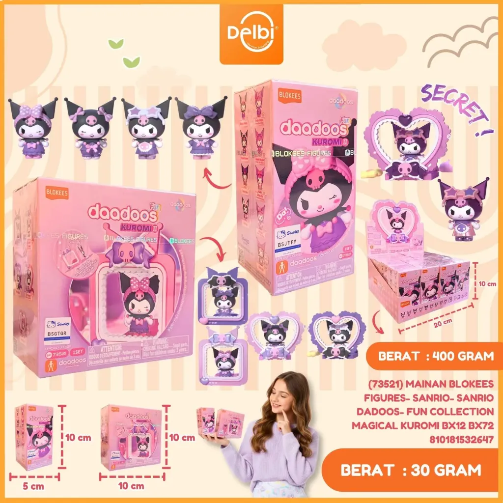 [810181532647] (73521) Mainan Blokees Figures- Sanrio- Sanrio Dadoos- Fun Collection Magical Kuromi BX12 BX72