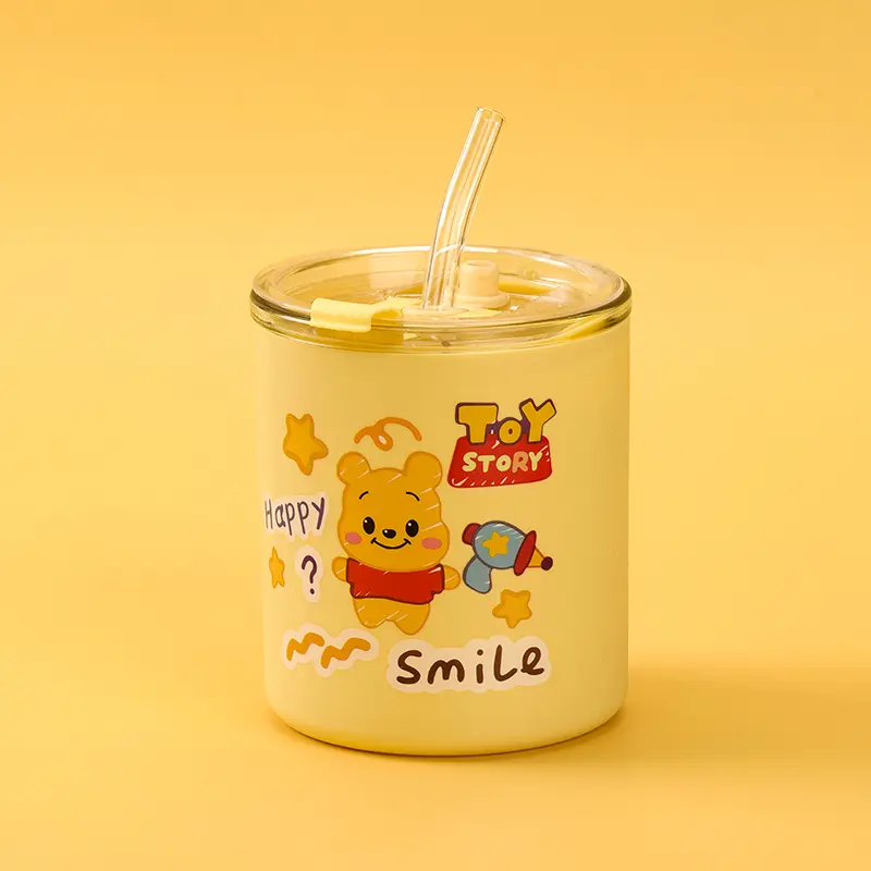 GELAS BOTOL KACA MOTIF BERUANG STOBERI RANDOM 420ml BX70