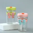 GELAS KACA MOTIF PITA KUPU-KUPU DENGAN SEDOTAN QUANMING 450ml BX68