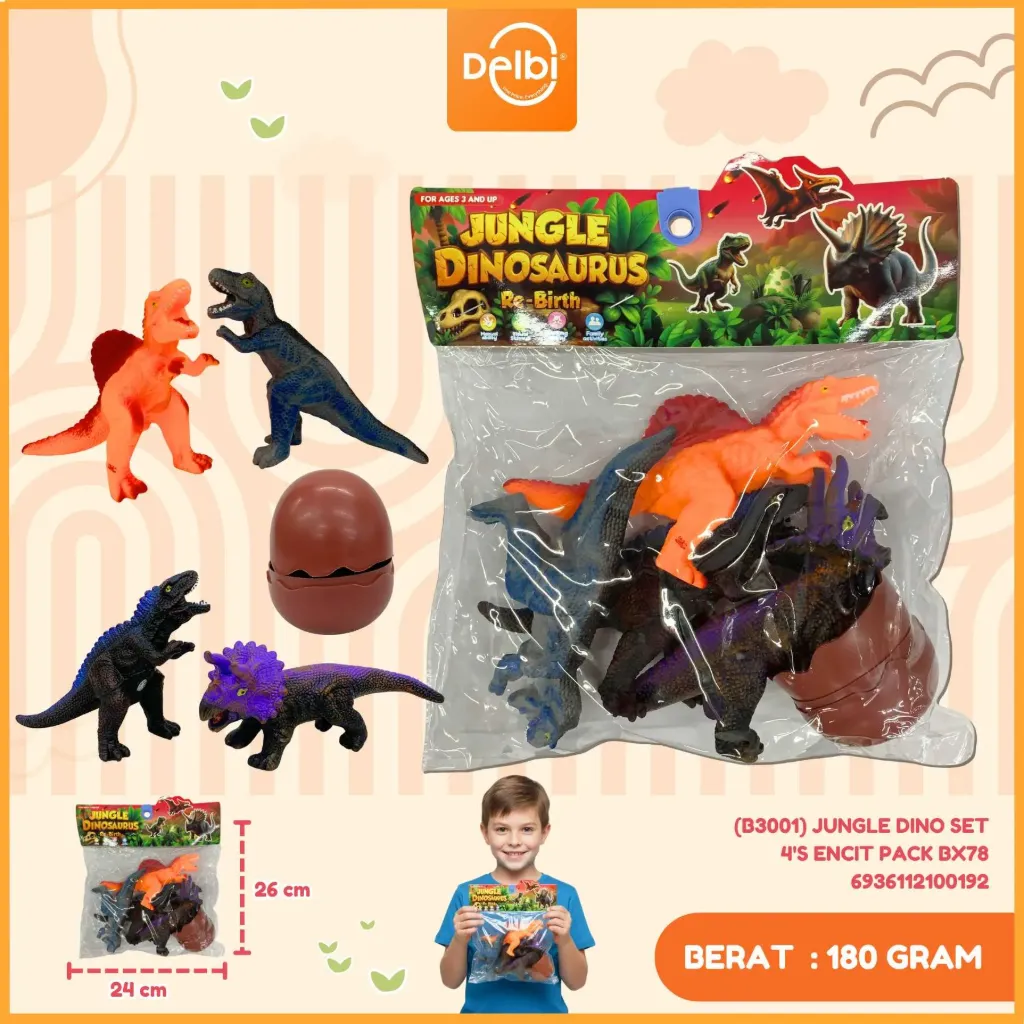 [B3001] JUNGLE DINO SET 4'S ENCIT PACK BX78