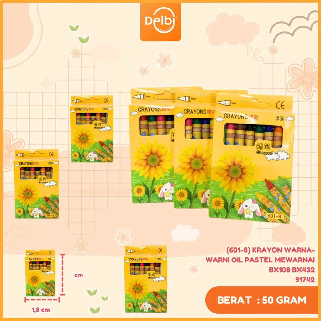 (601-8) KRAYON WARNA-WARNI OIL PASTEL MEWARNAI BX108 BX432