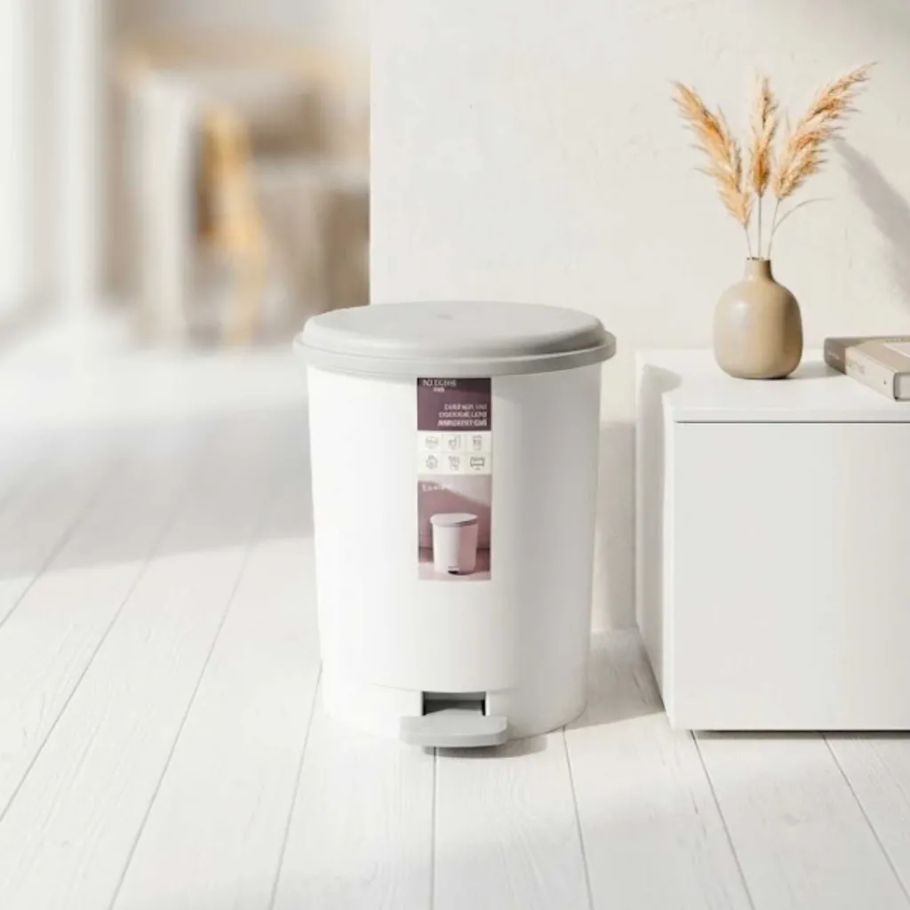 (0809) TEMPAT SAMPAH BUNDAR DENGAN TUTUP HANDSFREE AESTHETIC