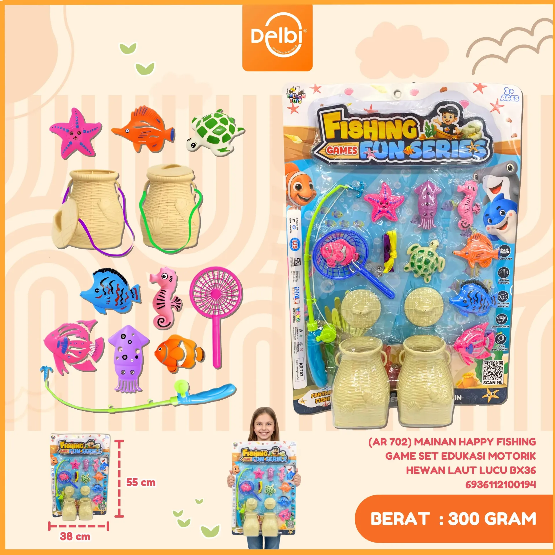 (AR 702) MAINAN HAPPY FISHING GAME SET EDUKASI MOTORIK HEWAN LAUT LUCU BX36