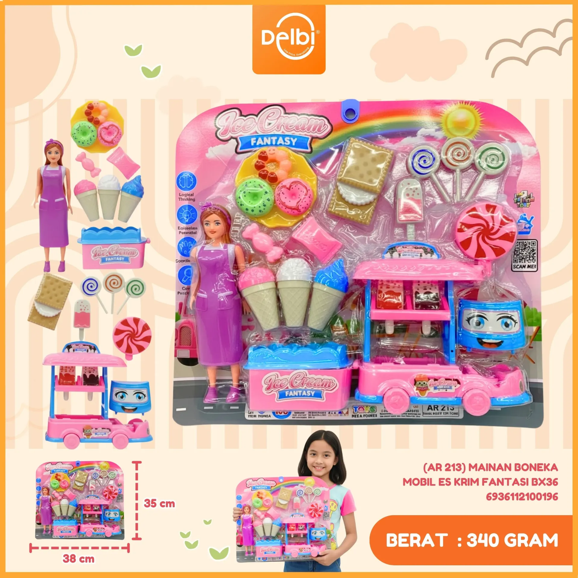 (AR 213) MAINAN BONEKA MOBIL ES KRIM FANTASI BX36