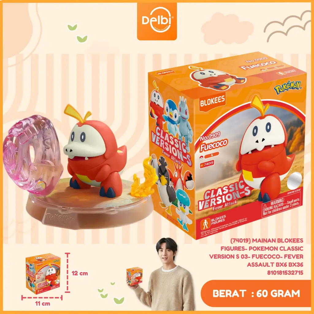 [810181532715] (74019) Mainan Blokees Figures- Pokemon Classic Version S 03- Fuecoco- Fever Assault BX6 BX36