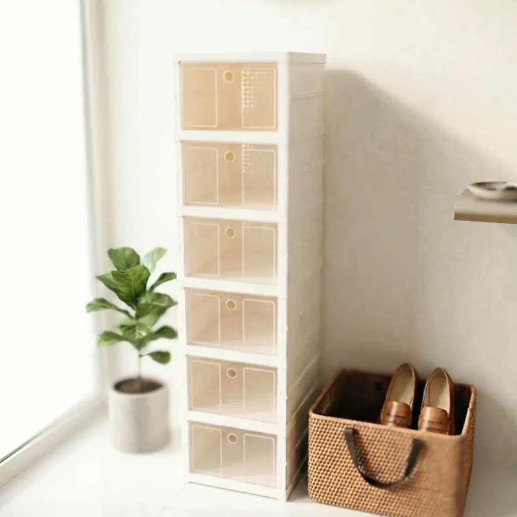 RAK LEMARI SEPATU SATU BARIS WARNA PUTIH