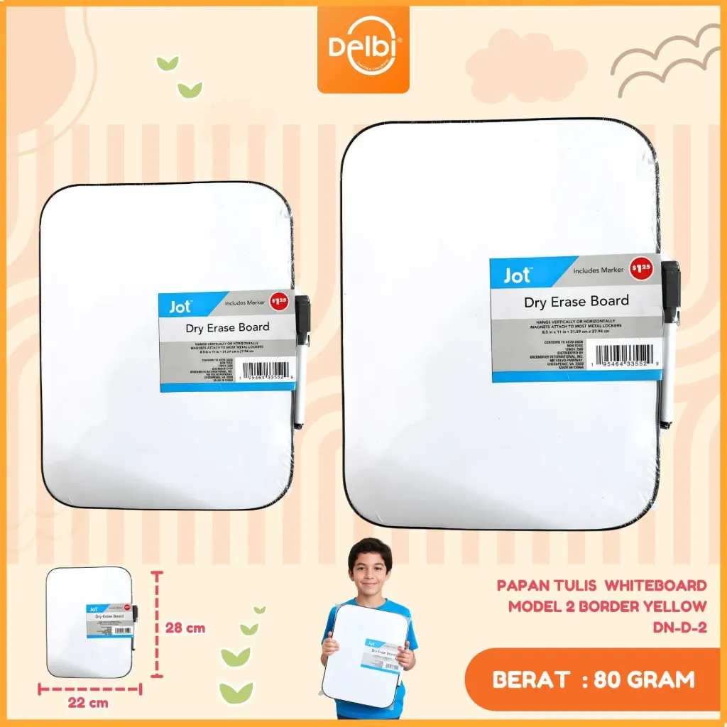 [DN-D-2] PAPAN TULIS  WHITEBOARD MODEL 2 BORDER WARNA BELAJAR ANAK