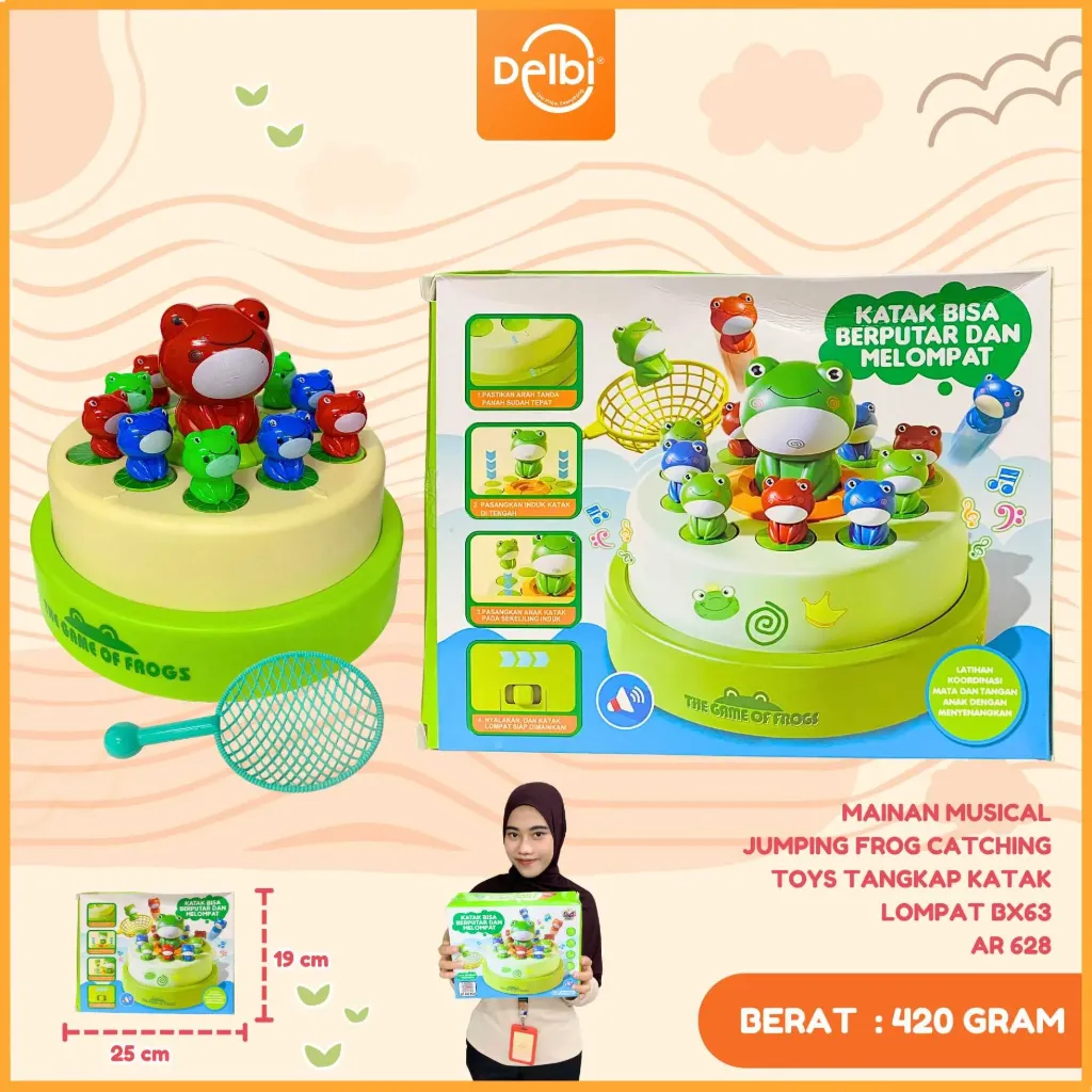 MAINAN MUSICAL JUMPING FROG CATCHING TOYS TANGKAP KATAK LOMPAT BX63