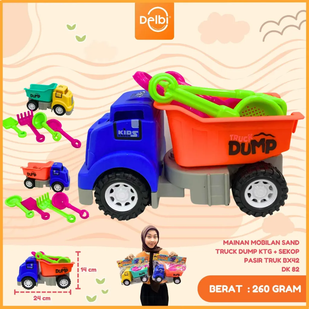 MAINAN MOBILAN SAND TRUCK DUMP KTG + SEKOP PASIR TRUK PLASTIK PP BX42