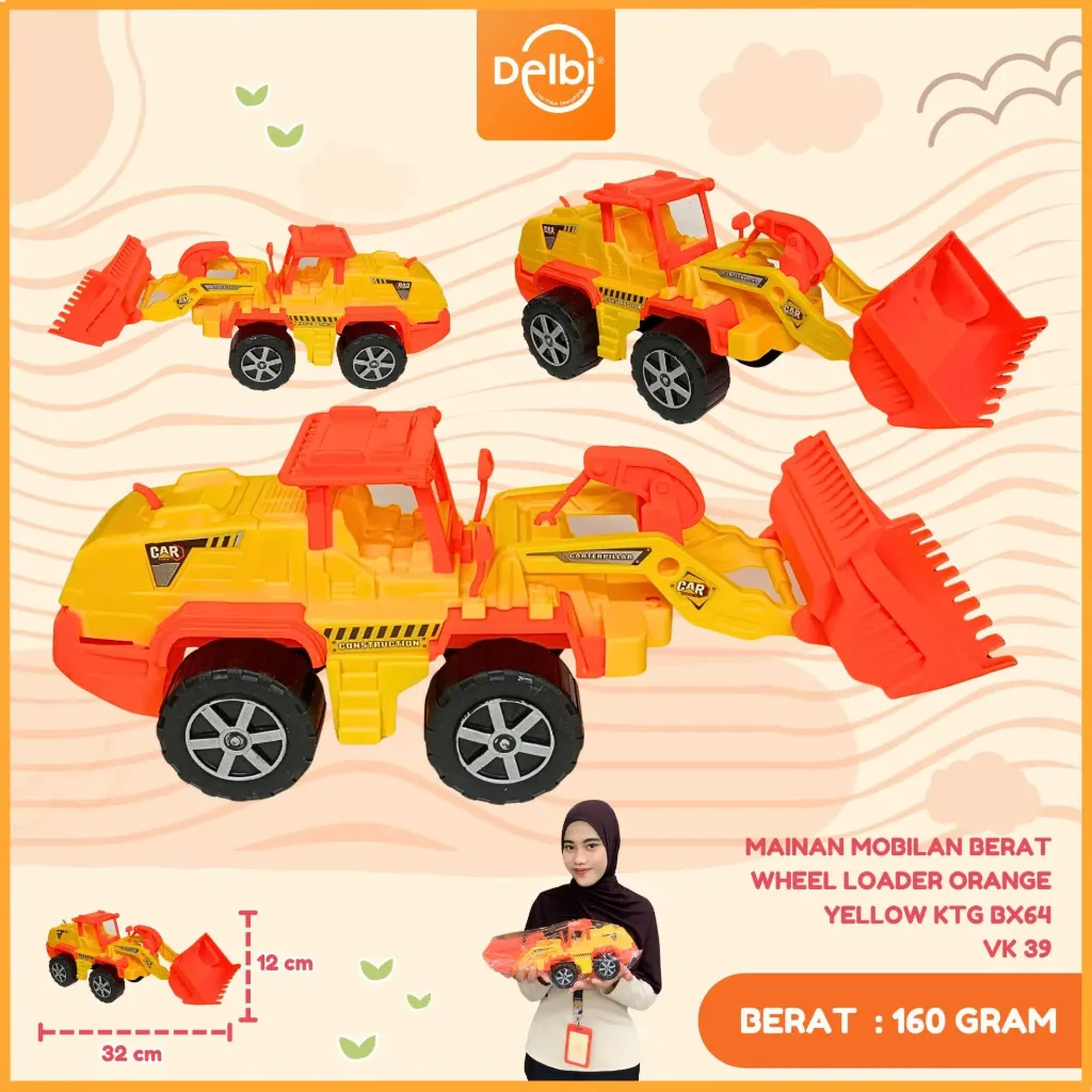 [VK 39] MAINAN MOBILAN BERAT WHEEL LOADER ORANGE YELLOW KTG BX64