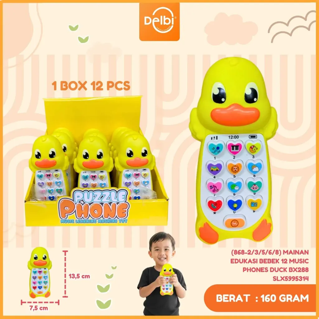 [SLX5995314] (868-2/3/5/6/8) MAINAN EDUKASI BEBEK 12 MUSIC PHONES DUCK BX288