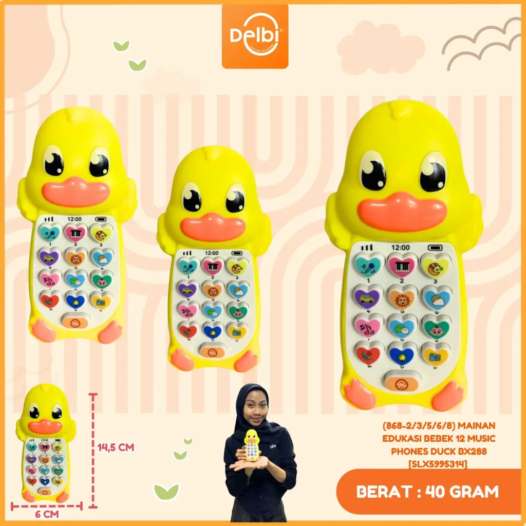 [SLX5995314] (868-2/3/5/6/8) MAINAN EDUKASI BEBEK 12 MUSIC PHONES DUCK BX288