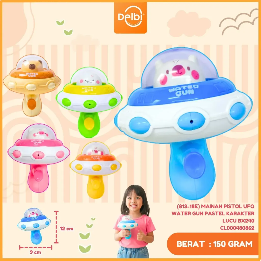 [CL000480862] (813-18E) MAINAN PISTOL UFO WATER GUN PASTEL KARAKTER LUCU BX240