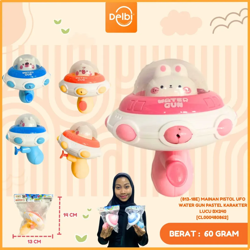 (813-18E) MAINAN PISTOL UFO WATER GUN PASTEL KARAKTER LUCU BX240