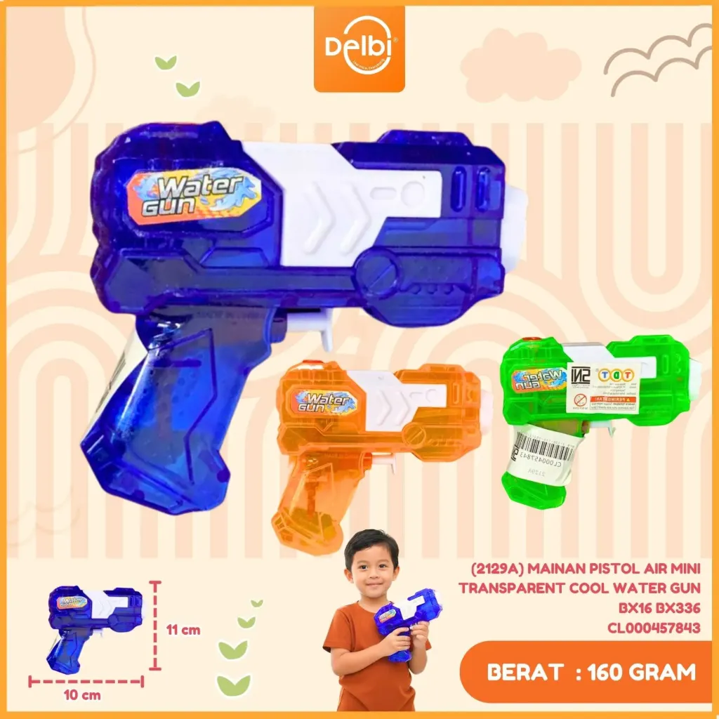 [CL000457843] (2129A) MAINAN PISTOL AIR MINI TRANSPARENT COOL WATER GUN BX16 BX336